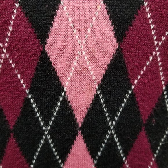 Worthington sweater Small argyle v-neck pullover knit Clueless preppy - Picture 8 of 13
